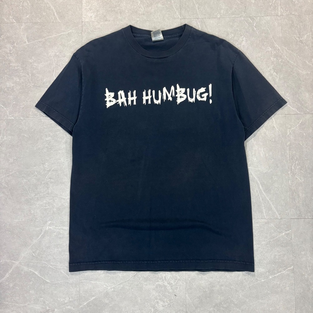 Alstyle Apparel Bah Humbug Graphic T-Shirt Mens Large Navy Blue Short Sleeve